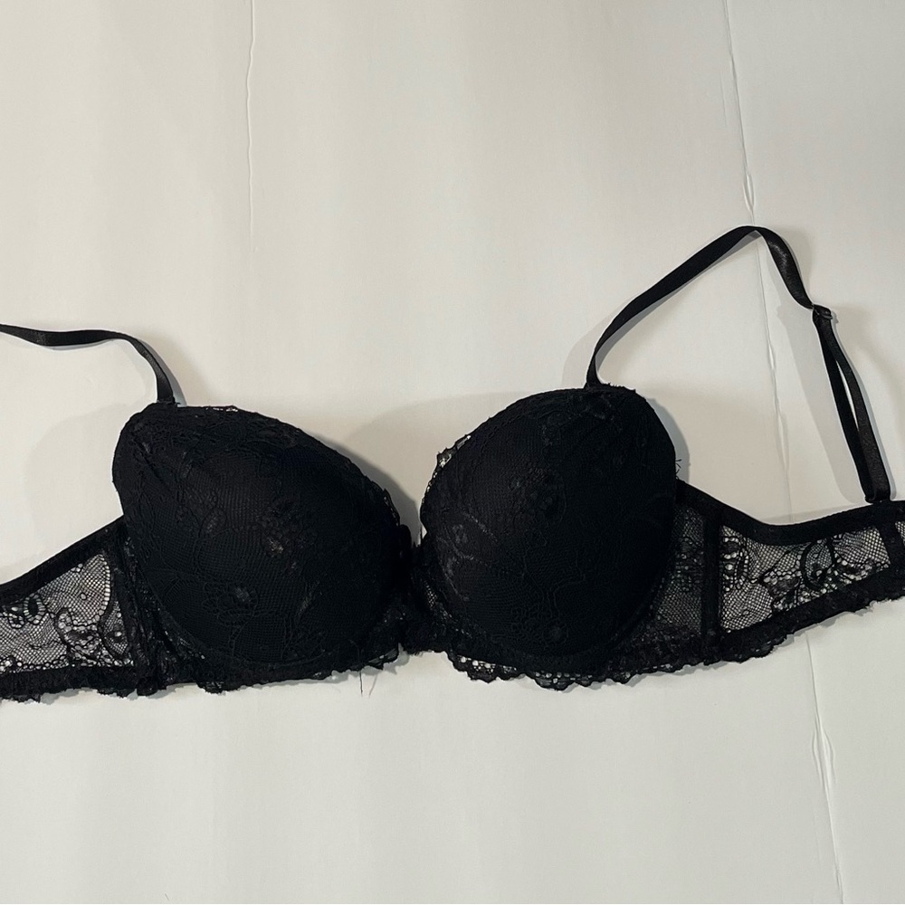 Lace Push-Up Bra with Underwire - Black - Picture 1 of 5